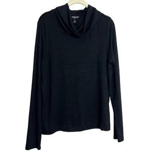 Banana Republic Luxespun Womens Cowl Neck Top Medium Black Long Sleeve
